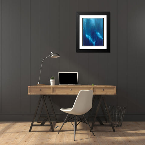Azul Profundo Triptych I Black Modern Wood Framed Art Print with Double Matting by Wilkins, Suzanne