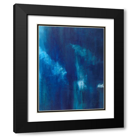 Azul Profundo Triptych III Black Modern Wood Framed Art Print with Double Matting by Wilkins, Suzanne