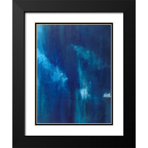 Azul Profundo Triptych III Black Modern Wood Framed Art Print with Double Matting by Wilkins, Suzanne