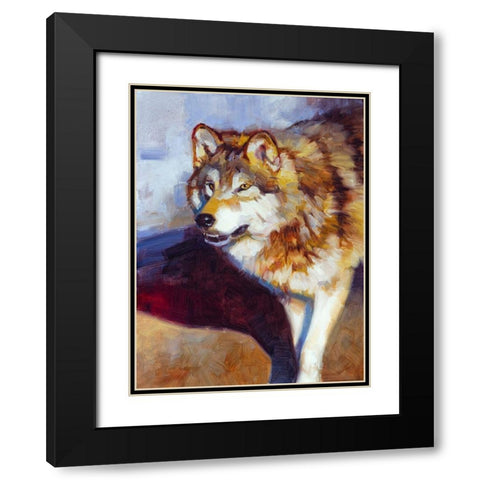Wolf Study II Black Modern Wood Framed Art Print with Double Matting by Chapman, Julie T.