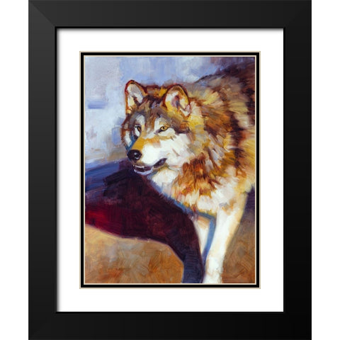 Wolf Study II Black Modern Wood Framed Art Print with Double Matting by Chapman, Julie T.