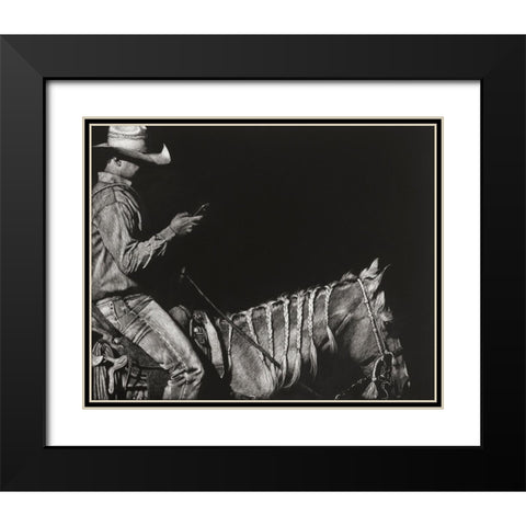Cowboy Scratchboard II Black Modern Wood Framed Art Print with Double Matting by Chapman, Julie T.