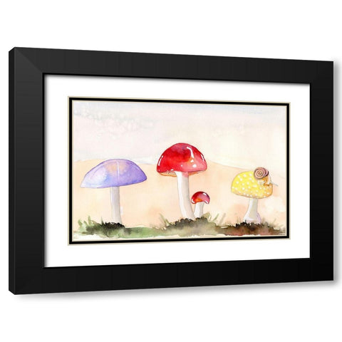 Faerie Mushrooms II Black Modern Wood Framed Art Print with Double Matting by Ludwig, Alicia