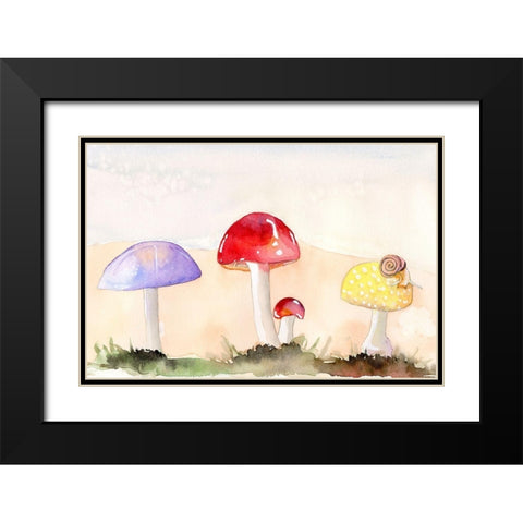 Faerie Mushrooms II Black Modern Wood Framed Art Print with Double Matting by Ludwig, Alicia