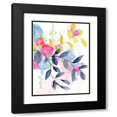 Floral Blotter I Black Modern Wood Framed Art Print with Double Matting by Vess, June Erica