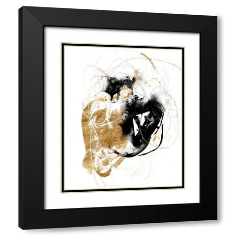 Black and Gold Splash III Black Modern Wood Framed Art Print with Double Matting by Goldberger, Jennifer