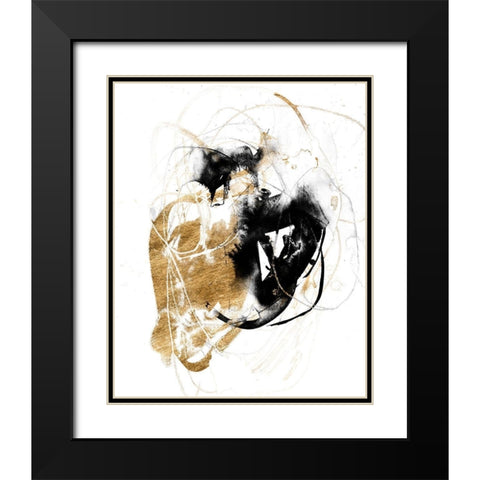 Black and Gold Splash III Black Modern Wood Framed Art Print with Double Matting by Goldberger, Jennifer