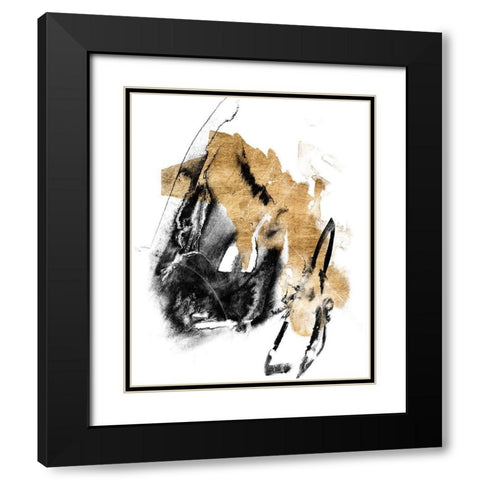 Black and Gold Splash IV Black Modern Wood Framed Art Print with Double Matting by Goldberger, Jennifer