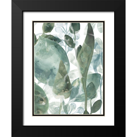 Aquatic Leaves IV Black Modern Wood Framed Art Print with Double Matting by Vess, June Erica