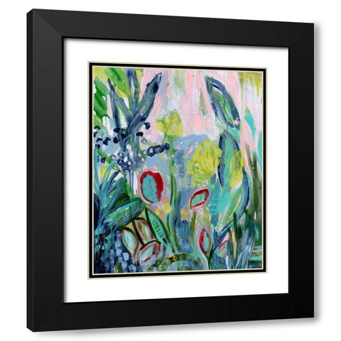 Opulent Floral Strokes III Black Modern Wood Framed Art Print with Double Matting by Daavettila, Tara