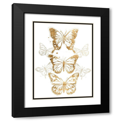Gold Butterfly Contours I Black Modern Wood Framed Art Print with Double Matting by Vess, June Erica