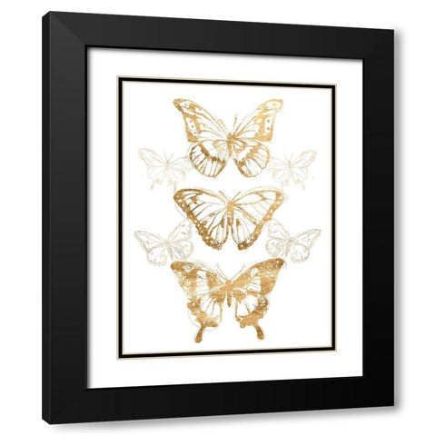 Gold Butterfly Contours II Black Modern Wood Framed Art Print with Double Matting by Vess, June Erica