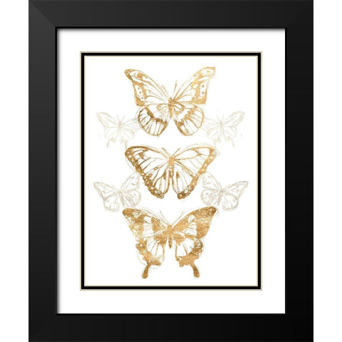 Gold Butterfly Contours II Black Modern Wood Framed Art Print with Double Matting by Vess, June Erica