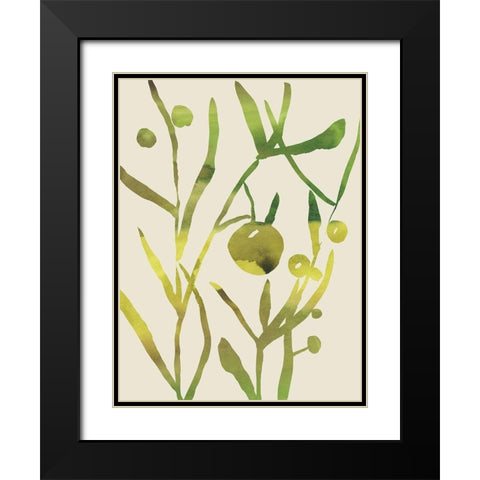 Spring Sprig II Black Modern Wood Framed Art Print with Double Matting by Zarris, Chariklia