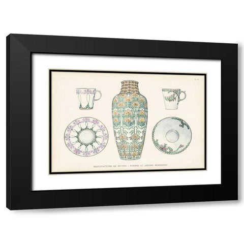 Sevres Porcelain Collection II Black Modern Wood Framed Art Print with Double Matting by Vision Studio