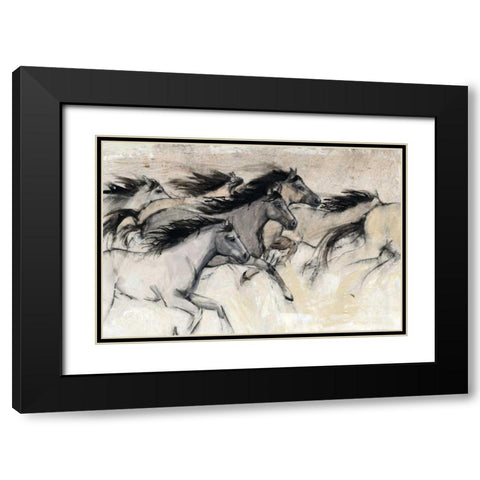 Horses in Motion I Black Modern Wood Framed Art Print with Double Matting by OToole, Tim
