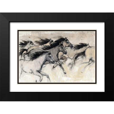 Horses in Motion I Black Modern Wood Framed Art Print with Double Matting by OToole, Tim