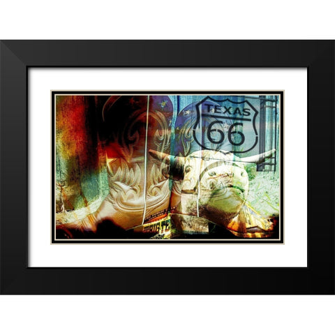 36x56 Boots and Route (ASH) Black Modern Wood Framed Art Print with Double Matting by Jasper, Sisa