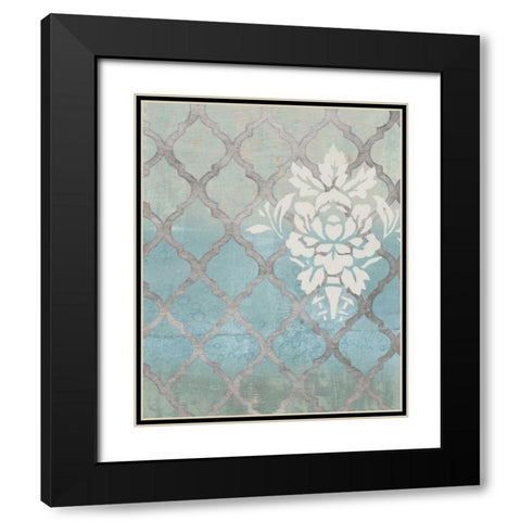 Teal and Arabesque I Black Modern Wood Framed Art Print with Double Matting by Studio W