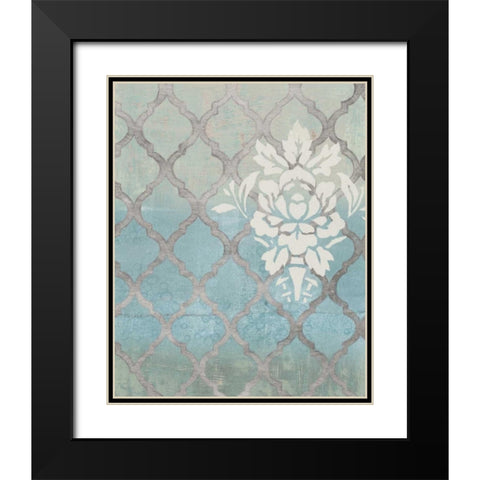 Teal and Arabesque I Black Modern Wood Framed Art Print with Double Matting by Studio W