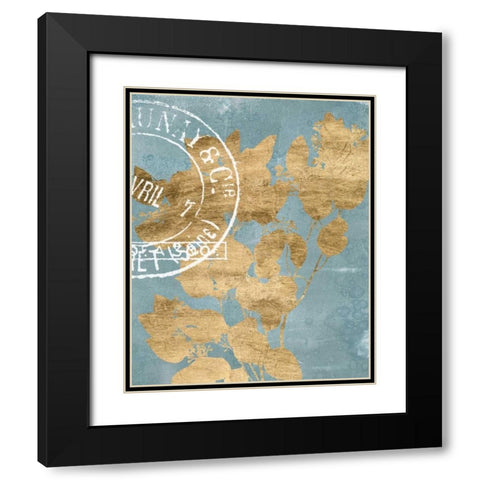 Postage Leaves II Black Modern Wood Framed Art Print with Double Matting by Goldberger, Jennifer