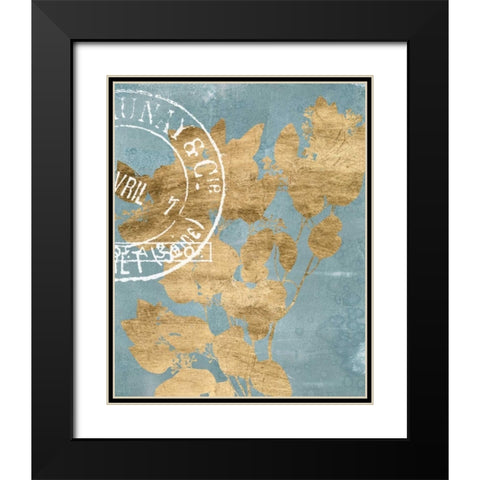 Postage Leaves II Black Modern Wood Framed Art Print with Double Matting by Goldberger, Jennifer