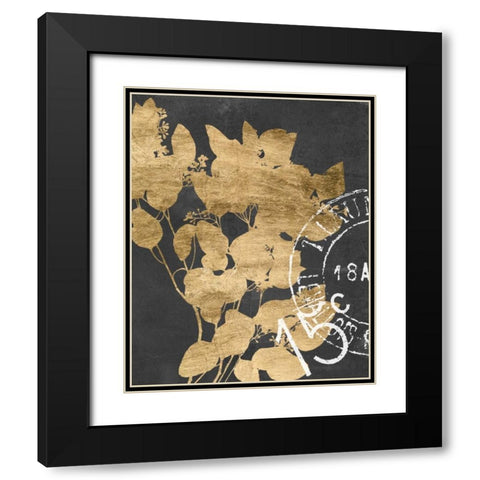 Postage Leaves IV Black Modern Wood Framed Art Print with Double Matting by Goldberger, Jennifer