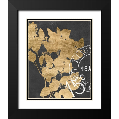 Postage Leaves IV Black Modern Wood Framed Art Print with Double Matting by Goldberger, Jennifer