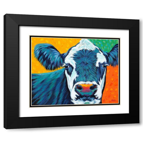 Colorful Country Cows I Black Modern Wood Framed Art Print with Double Matting by Vitaletti, Carolee