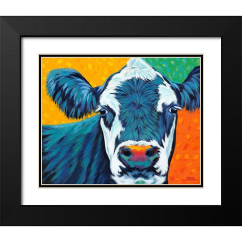 Colorful Country Cows I Black Modern Wood Framed Art Print with Double Matting by Vitaletti, Carolee