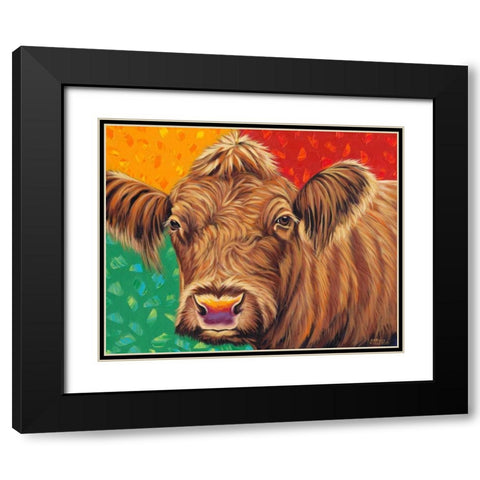 Colorful Country Cows II Black Modern Wood Framed Art Print with Double Matting by Vitaletti, Carolee