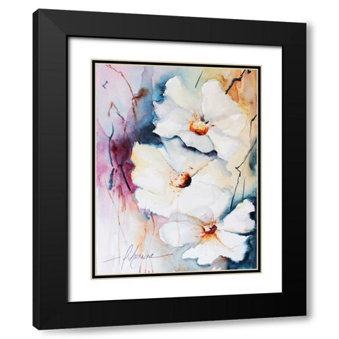 Blooms Aquas I Black Modern Wood Framed Art Print with Double Matting by Leticia Herrera