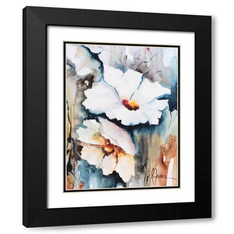 Blooms Aquas II Black Modern Wood Framed Art Print with Double Matting by Leticia Herrera