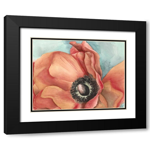 Watercolor Poppy I Black Modern Wood Framed Art Print with Double Matting by Megan Meagher