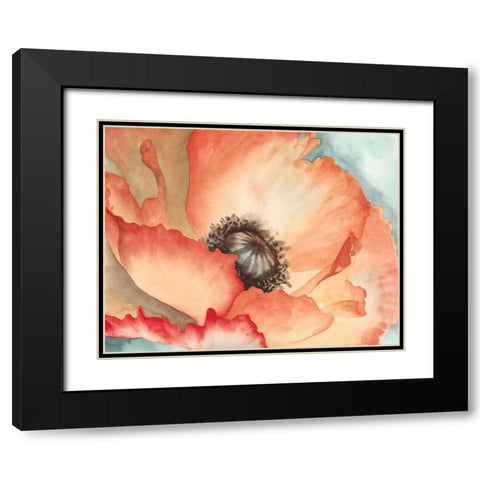 Watercolor Poppy II Black Modern Wood Framed Art Print with Double Matting by Meagher, Megan