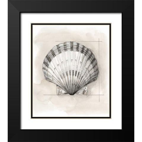 Shell Schematic III Black Modern Wood Framed Art Print with Double Matting by Meagher, Megan