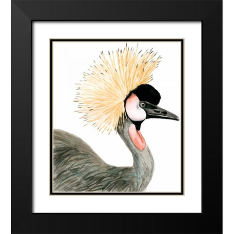 Watercolor Crested Crane Black Modern Wood Framed Art Print with Double Matting by McCavitt, Naomi