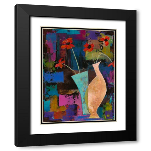 Abstract Expressionist Flowers I  Black Modern Wood Framed Art Print with Double Matting by Altug, Mehmet