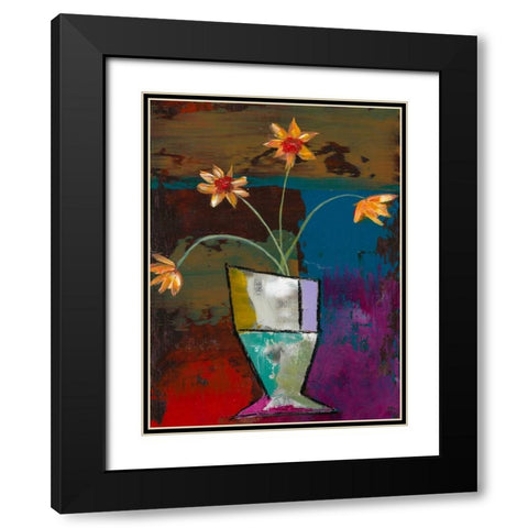 Abstract Expressionist Flowers II Black Modern Wood Framed Art Print with Double Matting by Altug, Mehmet