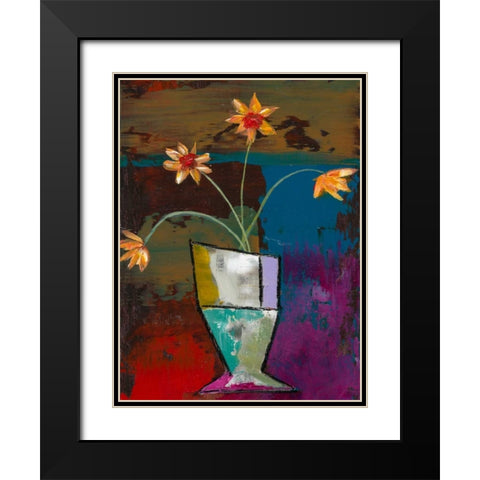 Abstract Expressionist Flowers II Black Modern Wood Framed Art Print with Double Matting by Altug, Mehmet