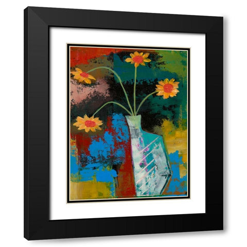 Abstract Expressionist Flowers III Black Modern Wood Framed Art Print with Double Matting by Altug, Mehmet