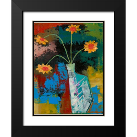 Abstract Expressionist Flowers III Black Modern Wood Framed Art Print with Double Matting by Altug, Mehmet