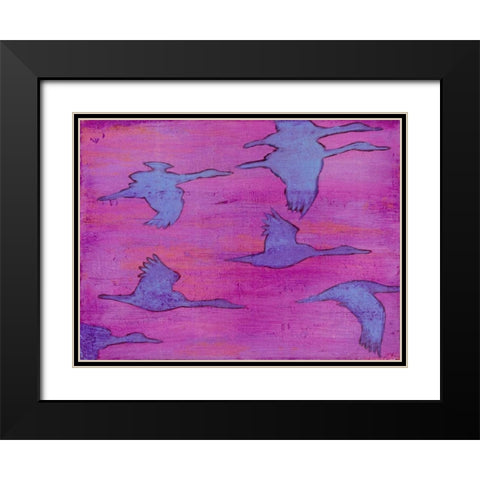 Flying Silhouettes I Black Modern Wood Framed Art Print with Double Matting by Altug, Mehmet