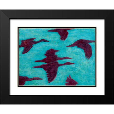Flying Silhouettes II Black Modern Wood Framed Art Print with Double Matting by Altug, Mehmet