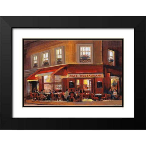 Bistro II Black Modern Wood Framed Art Print with Double Matting by OToole, Tim