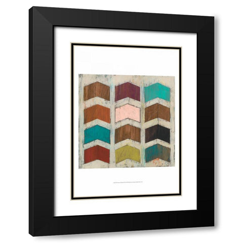 Chevron Matrix II Black Modern Wood Framed Art Print with Double Matting by Vess, June Erica
