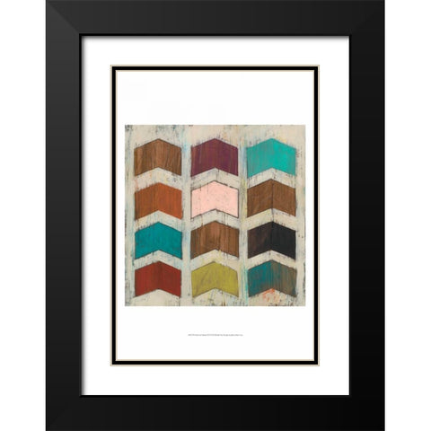Chevron Matrix II Black Modern Wood Framed Art Print with Double Matting by Vess, June Erica