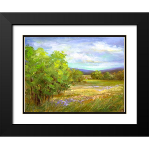 Meadow Flowers Black Modern Wood Framed Art Print with Double Matting by Finch, Sheila