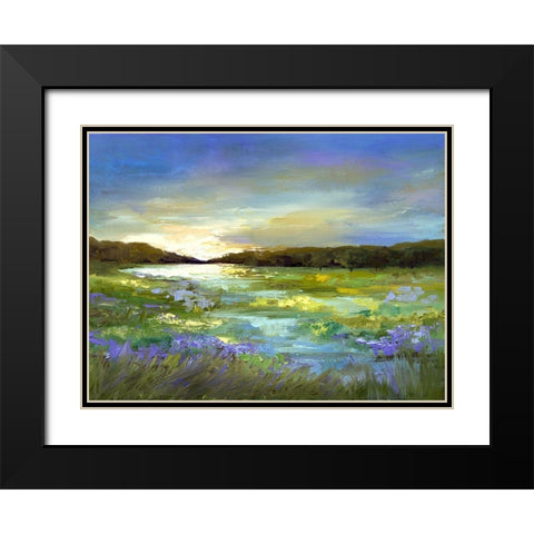 Radiant Evening Black Modern Wood Framed Art Print with Double Matting by Finch, Shiela
