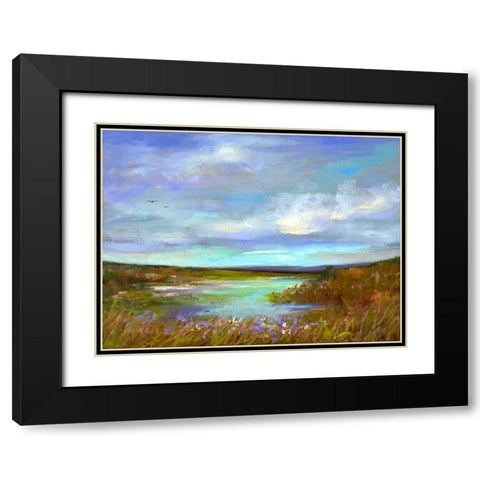 Tranquil View Black Modern Wood Framed Art Print with Double Matting by Finch, Sheila